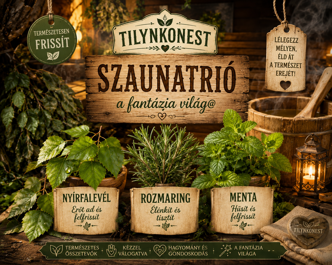 Szauna trió – 3 természetes növényi felöntő (nyírfa, rozmaring, menta) 3×100 ml
